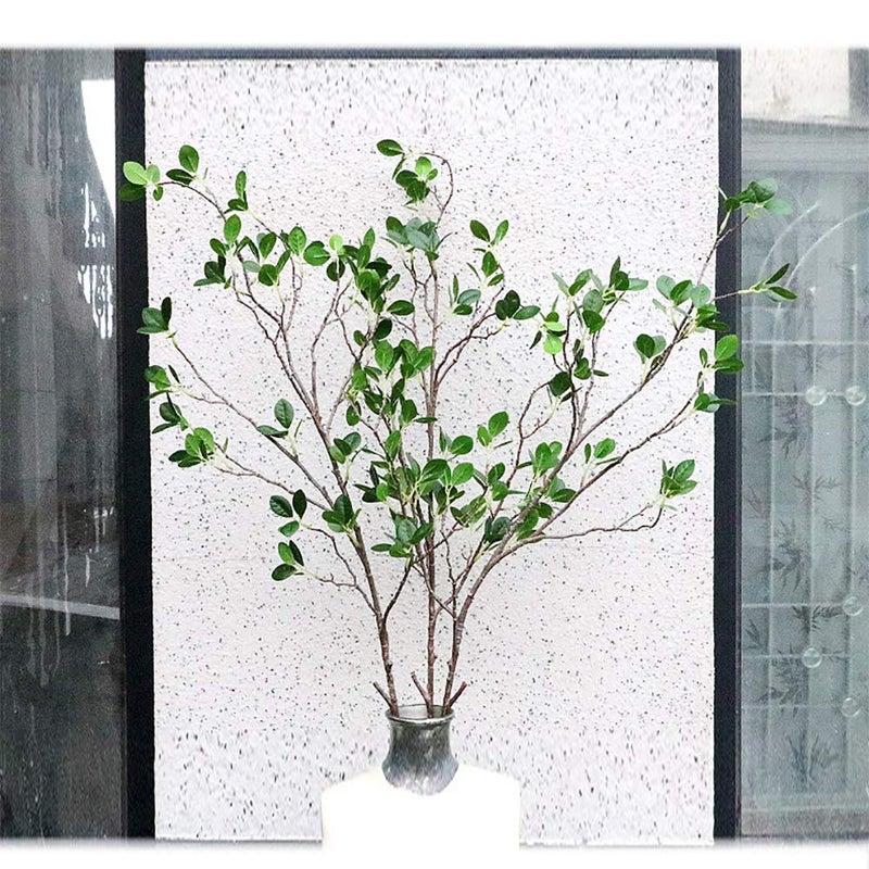 Ollain 43" Artificial Greenery Stems Plants Faux Leaf Green Eucalytus Branches Ficus Twig Fern Fake Green Bushes Shrubs for Home Party Wedding Decoration (4 Pack) - Image 3